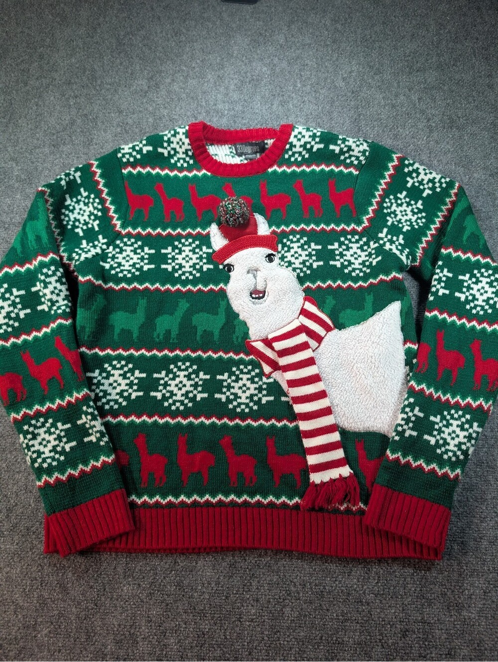 33 Degrees XL Christmas Llama Holiday Sweater